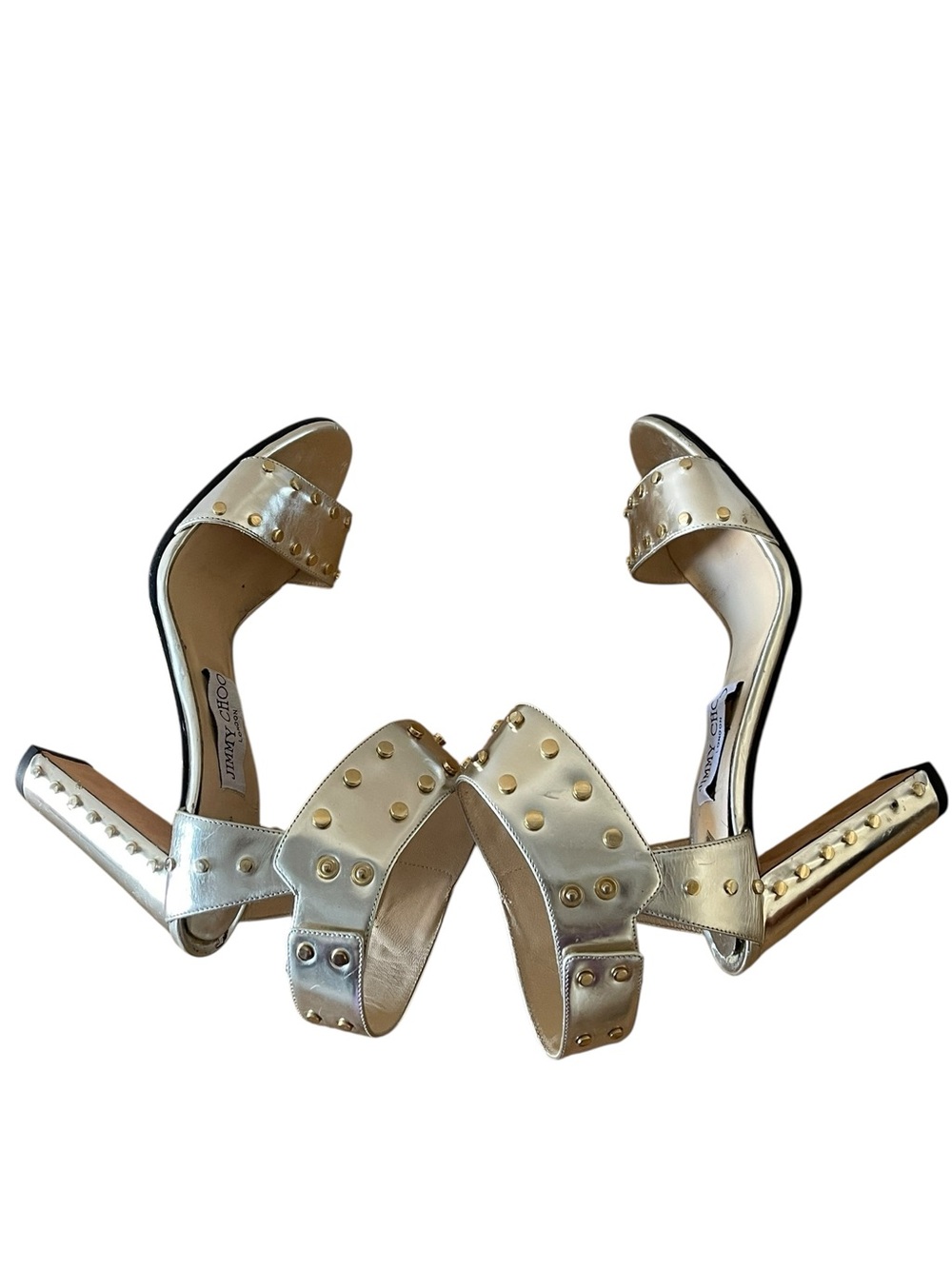 Jimmy Choo Edina Ankle Strap Sandal Silver Size 39 - Picture 5 of 7